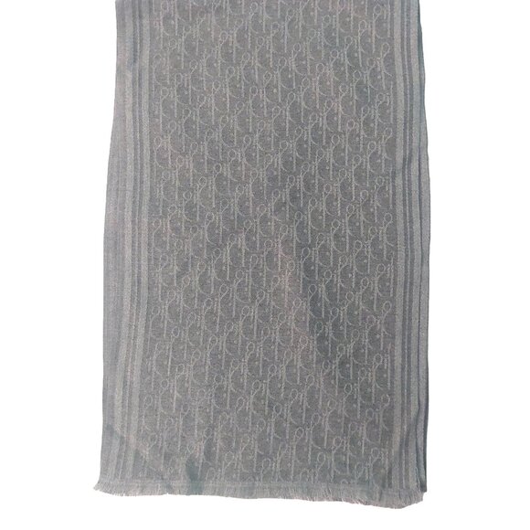 Vintage Christian Dior Monogram Dark Gray & Light Gray Fall Winter Scarf Scarves - Picture 8 of 10